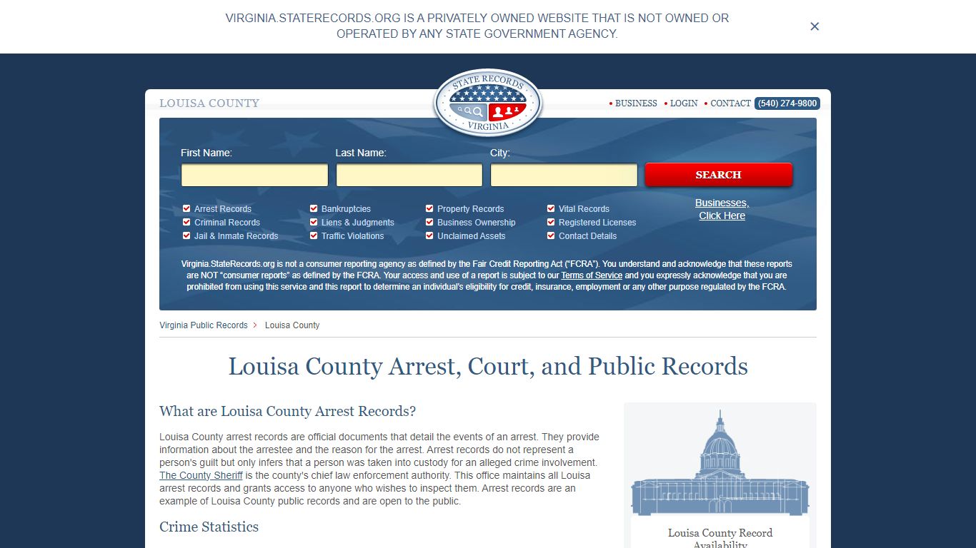 Louisa County Arrest, Court, and Public Records