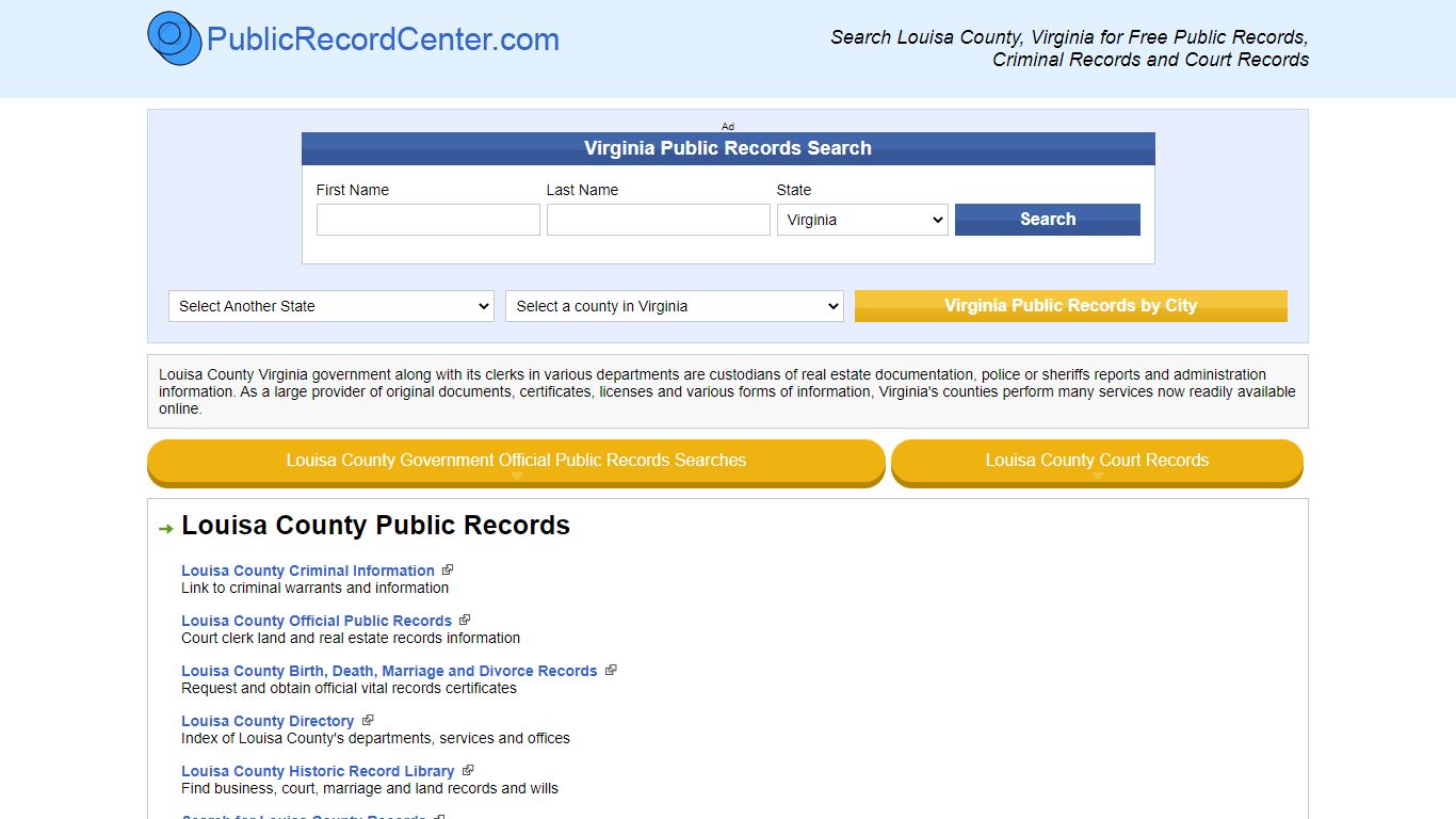 Louisa County Virginia Free Public Records - Court Records - Criminal ...